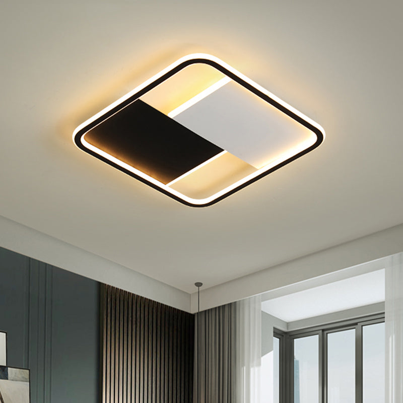 Mosaic Square Dining Room Ceiling Mounted Fixture Metal LED Modernist Flushmount Lighting - Black - Clearhalo - 'Ceiling Lights' - 'Close To Ceiling Lights' - 'Close to ceiling' - 'Flush mount' - Lighting' - 1650166