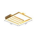Contemporary Ceiling Flush Mount with Metal Shade Gold Square-Frame Flush Light Fixture, 18"/25.5" Width