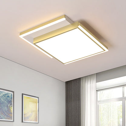 Modernist 2-Tier Square Shape Ceiling Light Fixture Metal Bedroom LED Flush Mount Lighting in Gold, 16"/19.5" Width Gold Clearhalo 'Ceiling Lights' 'Close To Ceiling Lights' 'Close to ceiling' 'Flush mount' Lighting' 1650187