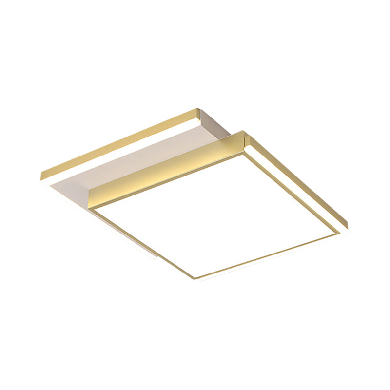 Modernist 2-Tier Square Shape Ceiling Light Fixture Metal Bedroom LED Flush Mount Lighting in Gold, 16"/19.5" Width - Clearhalo - 'Ceiling Lights' - 'Close To Ceiling Lights' - 'Close to ceiling' - 'Flush mount' - Lighting' - 1650189