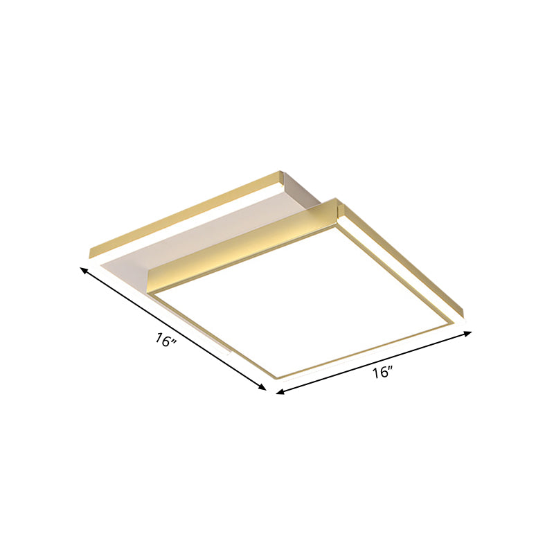 Modernist 2-Tier Square Shape Ceiling Light Fixture Metal Bedroom LED Flush Mount Lighting in Gold, 16"/19.5" Width - Clearhalo - 'Ceiling Lights' - 'Close To Ceiling Lights' - 'Close to ceiling' - 'Flush mount' - Lighting' - 1650190