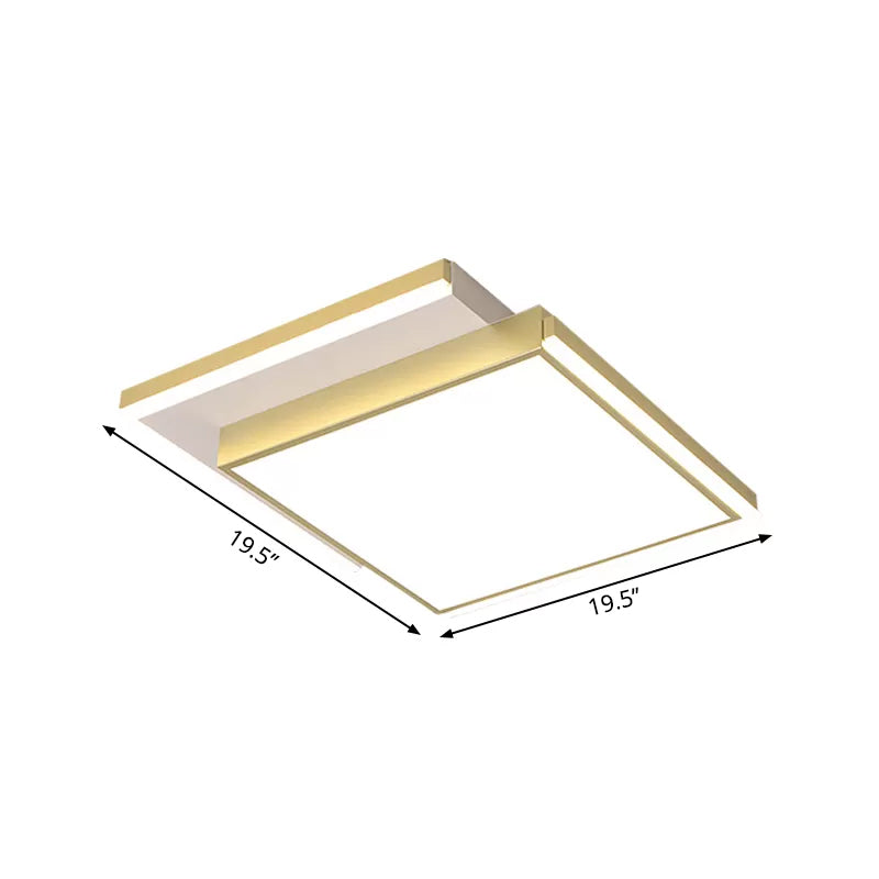 Modernist 2-Tier Square Shape Ceiling Light Fixture Metal Bedroom LED Flush Mount Lighting in Gold, 16"/19.5" Width - Clearhalo - 'Ceiling Lights' - 'Close To Ceiling Lights' - 'Close to ceiling' - 'Flush mount' - Lighting' - 1650191
