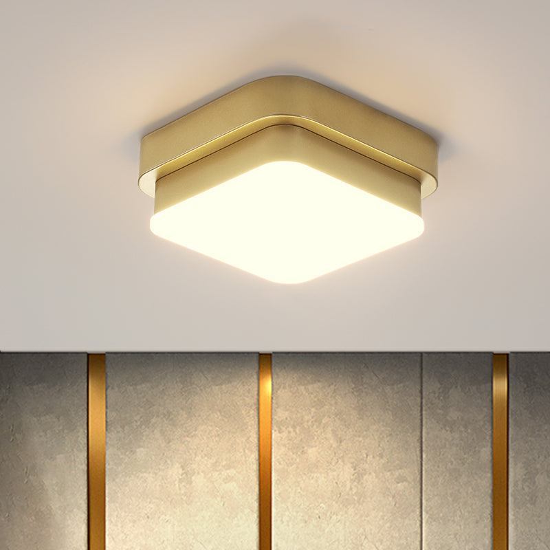 Triangle/Round/Square Flushmount Light Simplicity Metallic LED Corridor Flush Ceiling Light in Gold Gold Square Clearhalo 'Ceiling Lights' 'Close To Ceiling Lights' 'Close to ceiling' 'Flush mount' Lighting' 1650205