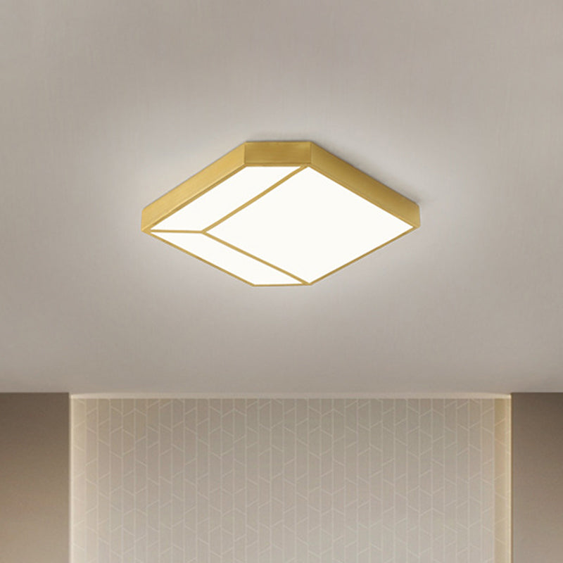Contemporary LED Flush Ceiling Light with Acrylic Shade Gold Hexagon Flush Mount Fixture in Warm/White Light