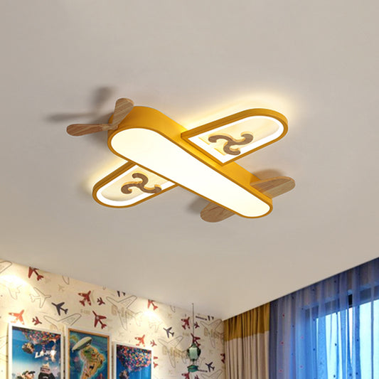 Acrylic Cartoon Plane Figure Flush Light Modernist LED Yellow Ceiling Mounted Light for Children Room Yellow Clearhalo 'Ceiling Lights' 'Close To Ceiling Lights' 'Close to ceiling' 'Flush mount' Lighting' 1650226