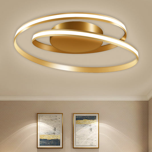 Spiral Ring Ceiling Fixture Contemporary Metal LED Gold Flush Mounted Lighting in Warm/White Light, 18"/23.5" Wide Gold Clearhalo 'Ceiling Lights' 'Close To Ceiling Lights' 'Close to ceiling' 'Flush mount' Lighting' 1650268
