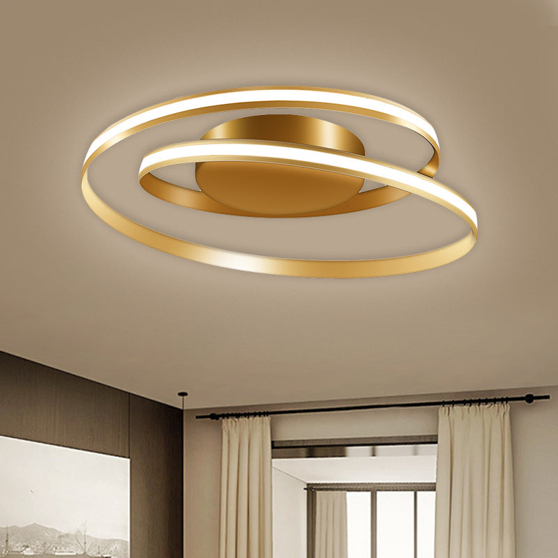 Spiral Ring Ceiling Fixture Contemporary Metal LED Gold Flush Mounted Lighting in Warm/White Light, 18"/23.5" Wide Clearhalo 'Ceiling Lights' 'Close To Ceiling Lights' 'Close to ceiling' 'Flush mount' Lighting' 1650269