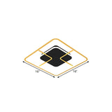 Metal Square Frame Ceiling Light Minimalism Black and Gold LED Flush Mount Lighting, 16"/19.5" Width Clearhalo 'Ceiling Lights' 'Close To Ceiling Lights' 'Close to ceiling' 'Flush mount' Lighting' 1650276