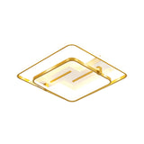Metallic 2-Square Ceiling Flush Modern LED Gold Flush Mount Lamp in Warm/White Light, 18"/21.5" Wide Clearhalo 'Ceiling Lights' 'Close To Ceiling Lights' 'Close to ceiling' 'Flush mount' Lighting' 1650280