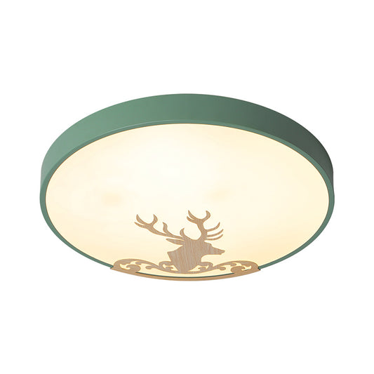 Round Ceiling Light Fixture Modern Acrylic Green LED Flush Mount Ceiling Light with Deer Pattern Clearhalo 'Ceiling Lights' 'Close To Ceiling Lights' 'Close to ceiling' 'Flush mount' Lighting' 1650288