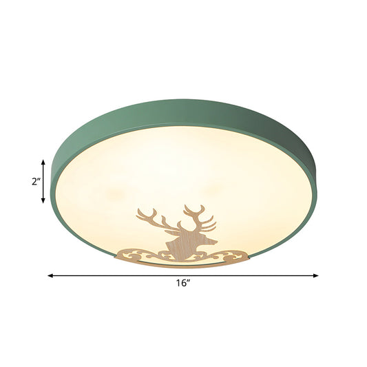 Round Ceiling Light Fixture Modern Acrylic Green LED Flush Mount Ceiling Light with Deer Pattern Clearhalo 'Ceiling Lights' 'Close To Ceiling Lights' 'Close to ceiling' 'Flush mount' Lighting' 1650290