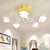 Flower Children Room Flush Mount Chandelier Metal 5 Bulbs Contemporary Semi Flush Ceiling Light in Yellow Yellow Clearhalo 'Ceiling Lights' 'Close To Ceiling Lights' 'Close to ceiling' 'Semi-flushmount' Lighting' 1650291