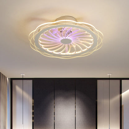 20" W Acrylic Scalloped Semi Flush Mount Lamp Modern Clear LED Hanging Fan Light Fixture Clear Clearhalo 'Ceiling Fans with Lights' 'Ceiling Fans' 'Kids Ceiling Fans' 'Kids' Lighting' 1650295