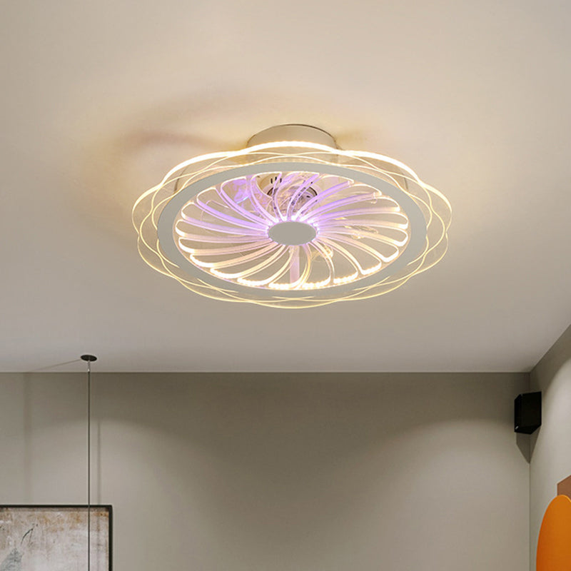 20" W Acrylic Scalloped Semi Flush Mount Lamp Modern Clear LED Hanging Fan Light Fixture Clearhalo 'Ceiling Fans with Lights' 'Ceiling Fans' 'Kids Ceiling Fans' 'Kids' Lighting' 1650296