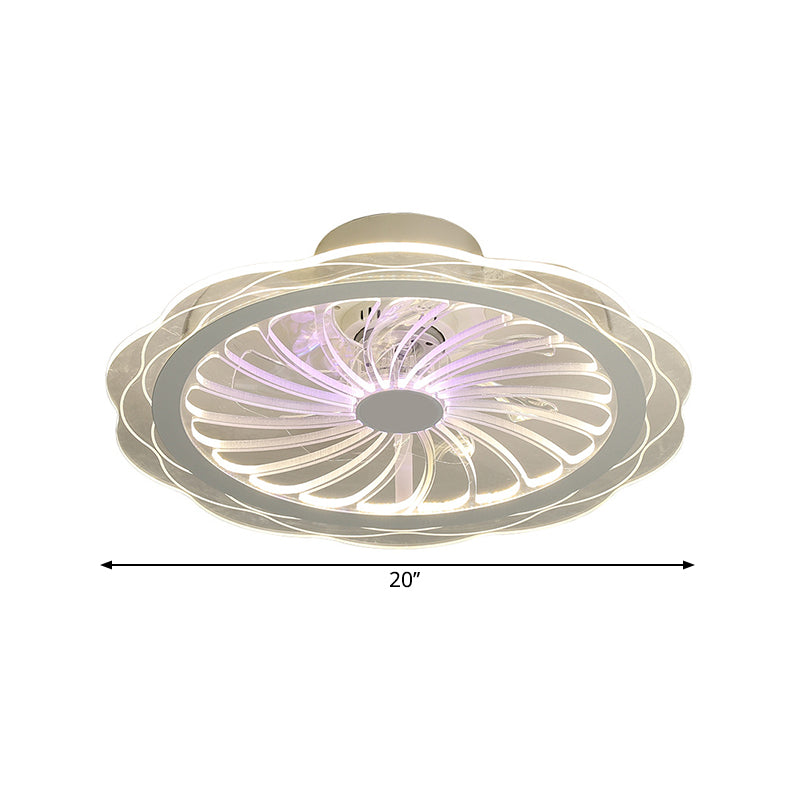 20" W Acrylic Scalloped Semi Flush Mount Lamp Modern Clear LED Hanging Fan Light Fixture Clearhalo 'Ceiling Fans with Lights' 'Ceiling Fans' 'Kids Ceiling Fans' 'Kids' Lighting' 1650298