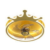 5-Blade LED Bedroom Pendant Fan Light Modern Gold Semi Flush Mount Lighting with Crown Shape Acrylic Shade, 16" Wide Clearhalo 'Ceiling Fans with Lights' 'Ceiling Fans' 'Kids Ceiling Fans' 'Kids' Lighting' 1650301