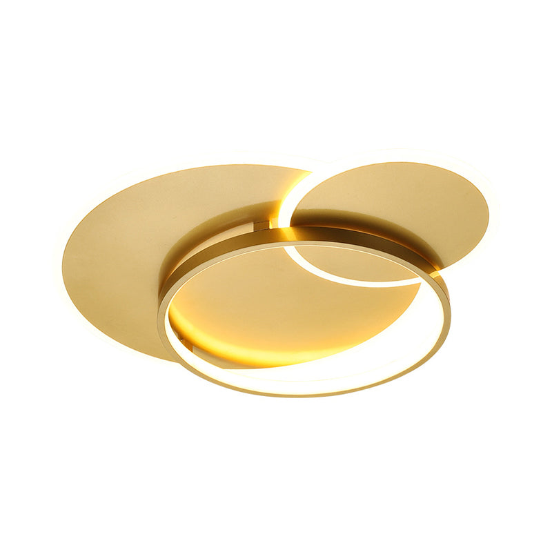 Crossed Ring Flush Mount Modernist Metal LED Gold Ceiling Fixture in Warm/White Light, 16.5"/21.5" W Clearhalo 'Ceiling Lights' 'Close To Ceiling Lights' 'Close to ceiling' 'Flush mount' Lighting' 1650313