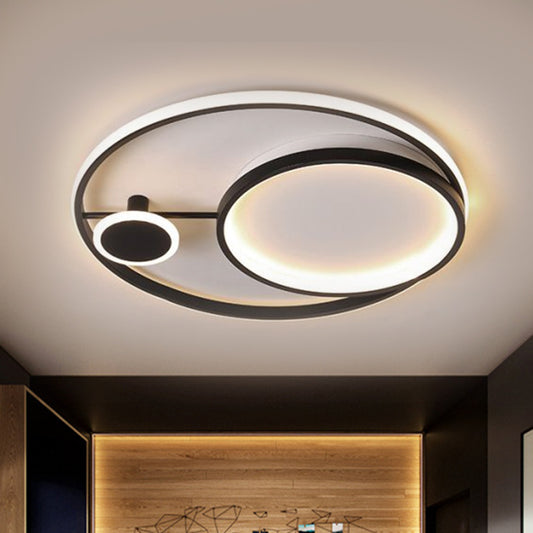 18"/21.5" W Circle Flush Mount Minimalism Acrylic LED Black Ceiling Lamp Fixture in Warm/White Light Black Clearhalo 'Ceiling Lights' 'Close To Ceiling Lights' 'Close to ceiling' 'Flush mount' Lighting' 1650326