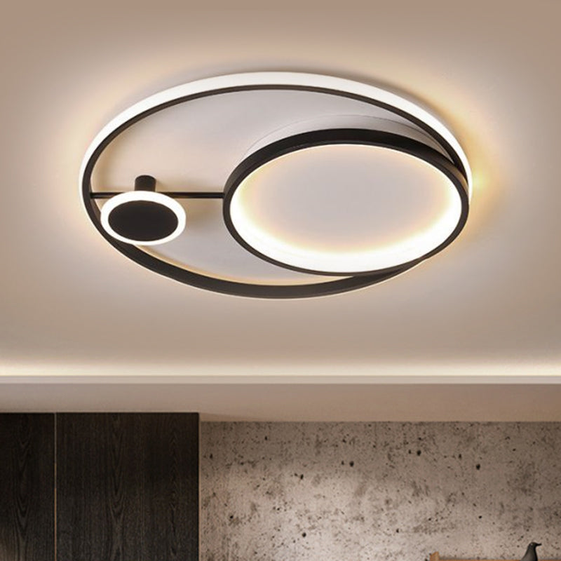 18"/21.5" W Circle Flush Mount Minimalism Acrylic LED Black Ceiling Lamp Fixture in Warm/White Light Clearhalo 'Ceiling Lights' 'Close To Ceiling Lights' 'Close to ceiling' 'Flush mount' Lighting' 1650327