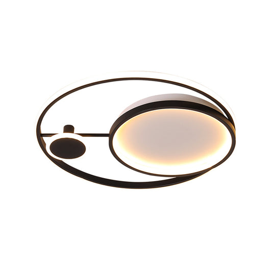 18"/21.5" W Circle Flush Mount Minimalism Acrylic LED Black Ceiling Lamp Fixture in Warm/White Light Clearhalo 'Ceiling Lights' 'Close To Ceiling Lights' 'Close to ceiling' 'Flush mount' Lighting' 1650328