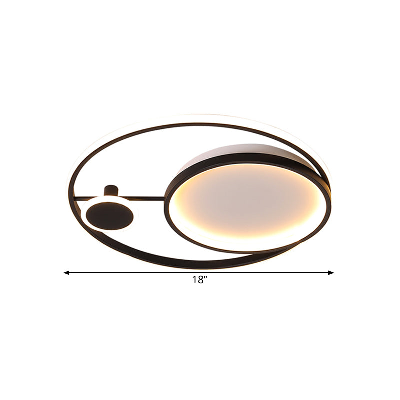 18"/21.5" W Circle Flush Mount Minimalism Acrylic LED Black Ceiling Lamp Fixture in Warm/White Light Clearhalo 'Ceiling Lights' 'Close To Ceiling Lights' 'Close to ceiling' 'Flush mount' Lighting' 1650329