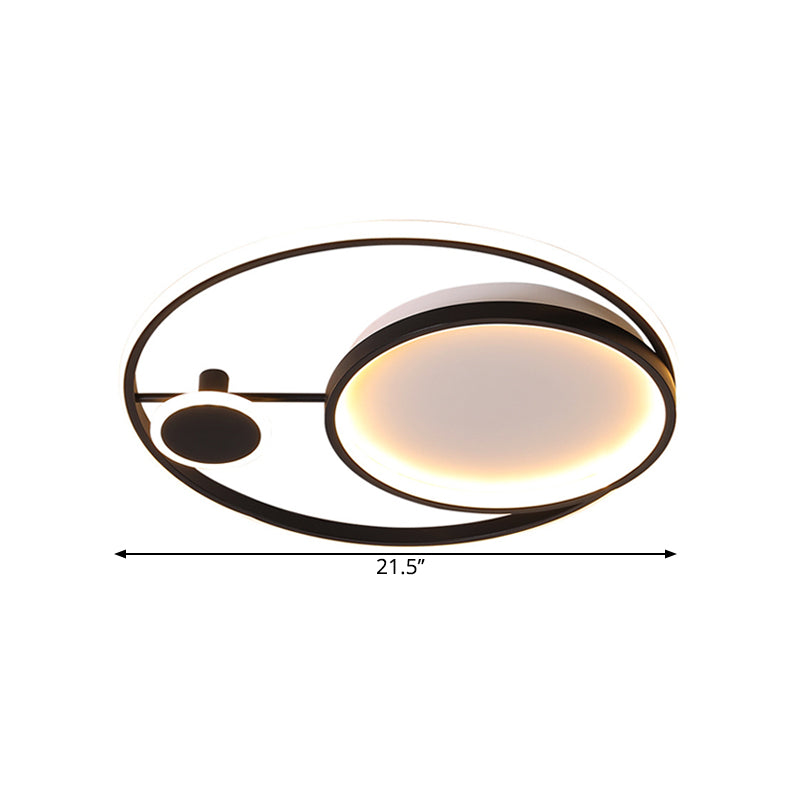 18"/21.5" W Circle Flush Mount Minimalism Acrylic LED Black Ceiling Lamp Fixture in Warm/White Light Clearhalo 'Ceiling Lights' 'Close To Ceiling Lights' 'Close to ceiling' 'Flush mount' Lighting' 1650330
