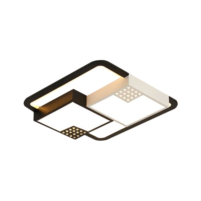 Small Cube Flush Mount Fixture Minimalism Acrylic LED Black Ceiling Lighting in Warm/White Light, 18"/23.5" W Clearhalo 'Ceiling Lights' 'Close To Ceiling Lights' 'Close to ceiling' 'Flush mount' Lighting' 1650333