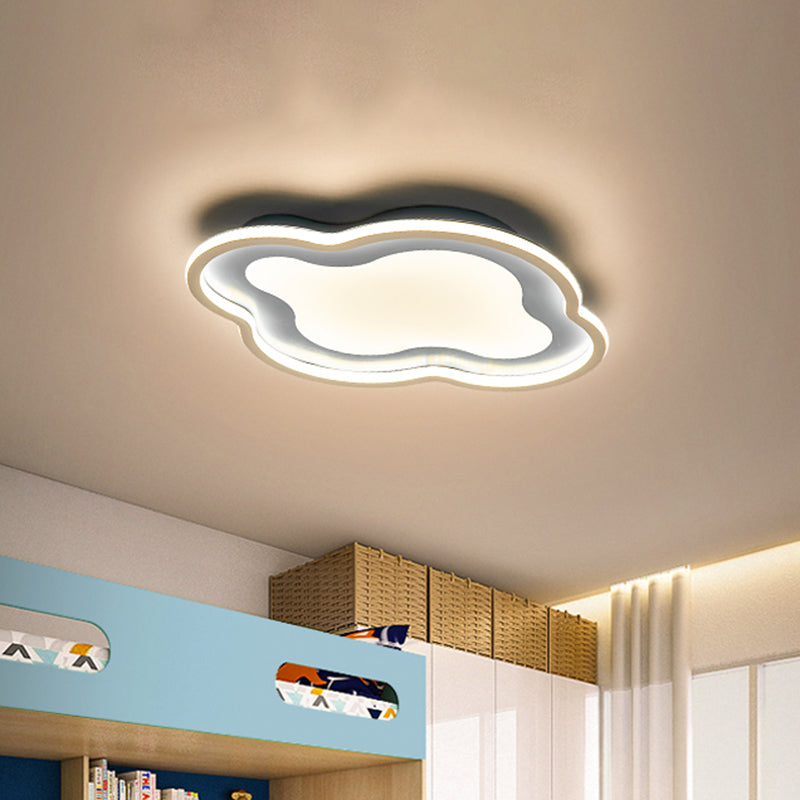 White/Blue Cloud Shape Flush Mount Lamp Modernist Metallic LED Ceiling Light Fixture for Nursery Room, Warm/White Light Clearhalo 'Ceiling Lights' 'Close To Ceiling Lights' 'Close to ceiling' 'Flush mount' Lighting' 1650337