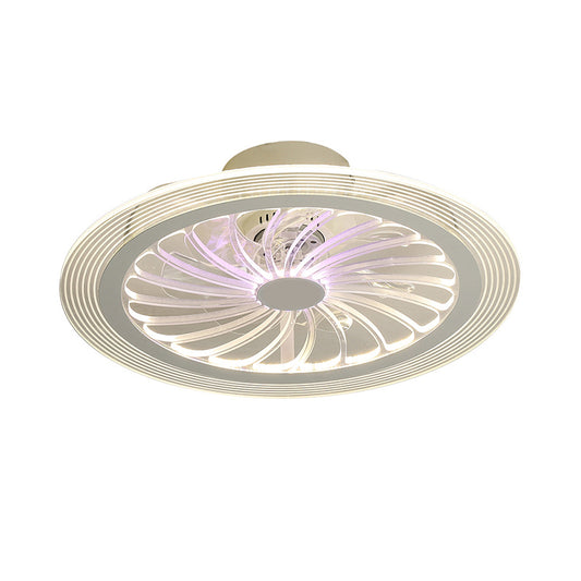 Modern LED Ceiling Fan Light with Clear Acrylic Shade White Circular Semi Flush Mount Lighting, 20 Inch Width Clearhalo 'Ceiling Fans with Lights' 'Ceiling Fans' 'Kids Ceiling Fans' 'Kids' Lighting' 1650346