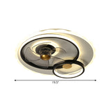 Circle 5-Blade Semi Flush Light Fixture Contemporary Metal Black LED Hanging Fan Lamp, 19.5 Inch Wide Clearhalo 'Ceiling Fans with Lights' 'Ceiling Fans' 'Kids Ceiling Fans' 'Kids' Lighting' 1650351