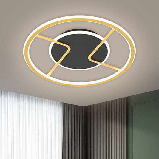 Circular Ceiling Light Fixture Minimalism Acrylic LED Black Flush Mounted Lighting, 16"/19.5" Width Black Clearhalo 'Ceiling Lights' 'Close To Ceiling Lights' 'Close to ceiling' 'Flush mount' Lighting' 1650360