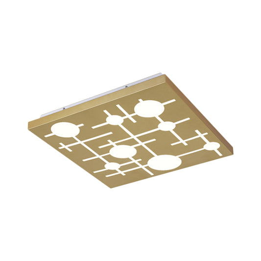 Gold Rectangular Panel Ceiling Fixture Contemporary Acrylic Patterned LED Flush Mount Lamp, Warm/White Light Clearhalo 'Ceiling Lights' 'Close To Ceiling Lights' 'Close to ceiling' Lighting' 1650367