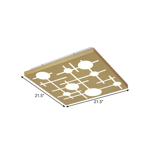 Gold Rectangular Panel Ceiling Fixture Contemporary Acrylic Patterned LED Flush Mount Lamp, Warm/White Light Clearhalo 'Ceiling Lights' 'Close To Ceiling Lights' 'Close to ceiling' Lighting' 1650368