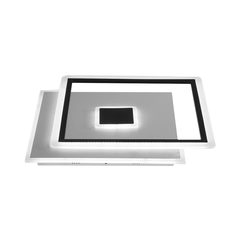 Nordic Interlaced Square Ceiling Lamp Clear Glass LED Bedroom Flush Mount Light Fixture in Black/White, 16.5"/20.5" Width (The customization will be 7 days)