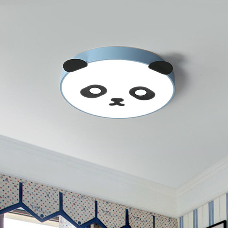 Simplicity Round Flush Mount Lamp Acrylic LED Children Room Flush Ceiling Light with Panda Design in Pink/Blue Blue Clearhalo 'Ceiling Lights' 'Close To Ceiling Lights' 'Close to ceiling' 'Flush mount' Lighting' 1650392