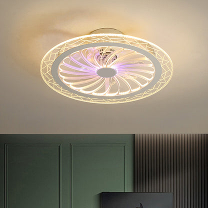Clear Round Semi Flush Mount Lighting Modern 20" Wide LED Acrylic Ceiling Fan Light for Living Room Clear B Clearhalo 'Ceiling Fans with Lights' 'Ceiling Fans' 'Kids Ceiling Fans' 'Kids' Lighting' 1650404