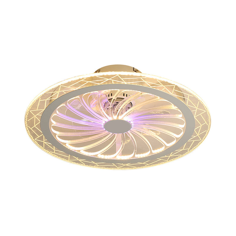 Clear Round Semi Flush Mount Lighting Modern 20" Wide LED Acrylic Ceiling Fan Light for Living Room Clearhalo 'Ceiling Fans with Lights' 'Ceiling Fans' 'Kids Ceiling Fans' 'Kids' Lighting' 1650406