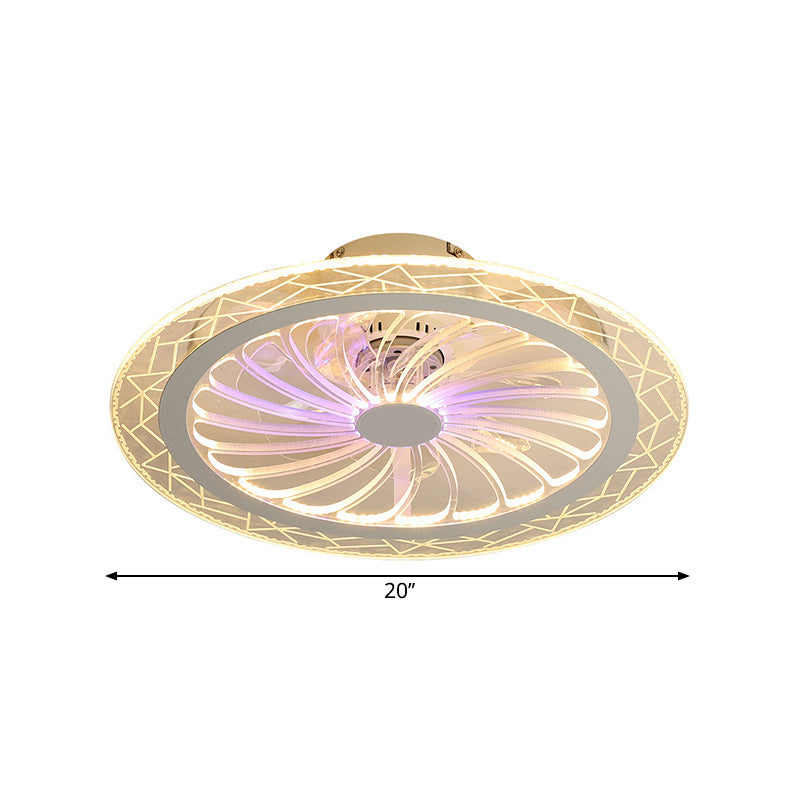 Clear Round Semi Flush Mount Lighting Modern 20" Wide LED Acrylic Ceiling Fan Light for Living Room Clearhalo 'Ceiling Fans with Lights' 'Ceiling Fans' 'Kids Ceiling Fans' 'Kids' Lighting' 1650407