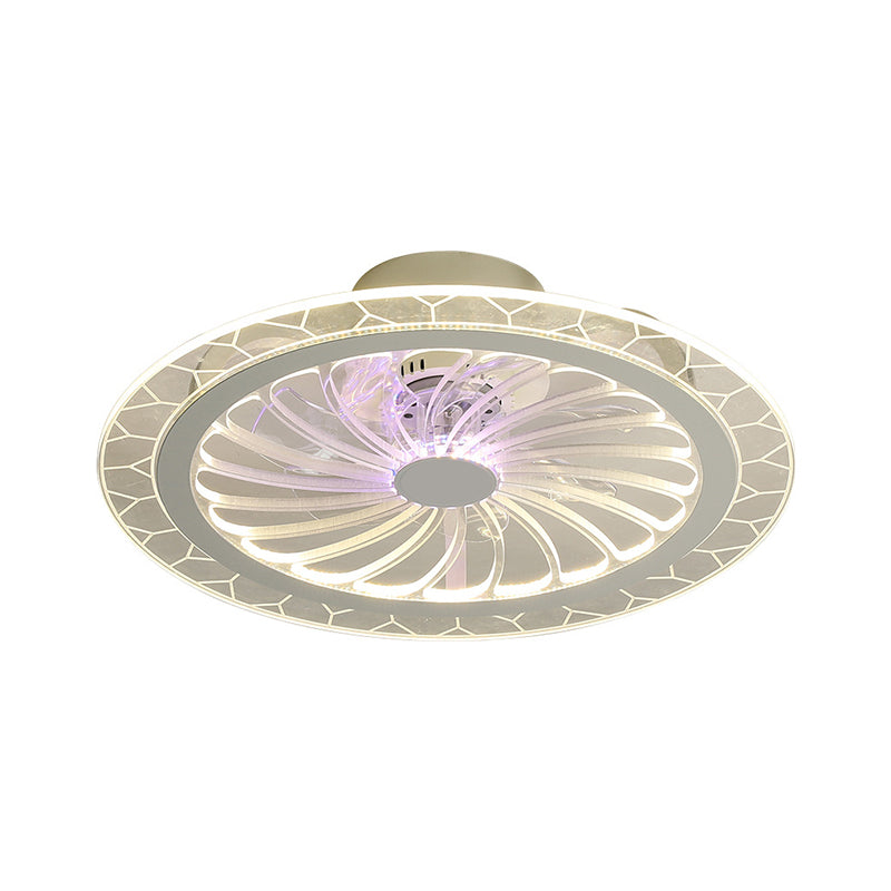 Clear Round Semi Flush Mount Lighting Modern 20" Wide LED Acrylic Ceiling Fan Light for Living Room Clearhalo 'Ceiling Fans with Lights' 'Ceiling Fans' 'Kids Ceiling Fans' 'Kids' Lighting' 1650411