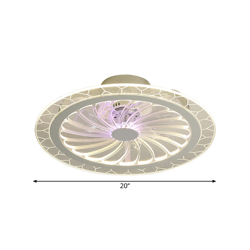 Clear Round Semi Flush Mount Lighting Modern 20" Wide LED Acrylic Ceiling Fan Light for Living Room Clearhalo 'Ceiling Fans with Lights' 'Ceiling Fans' 'Kids Ceiling Fans' 'Kids' Lighting' 1650412