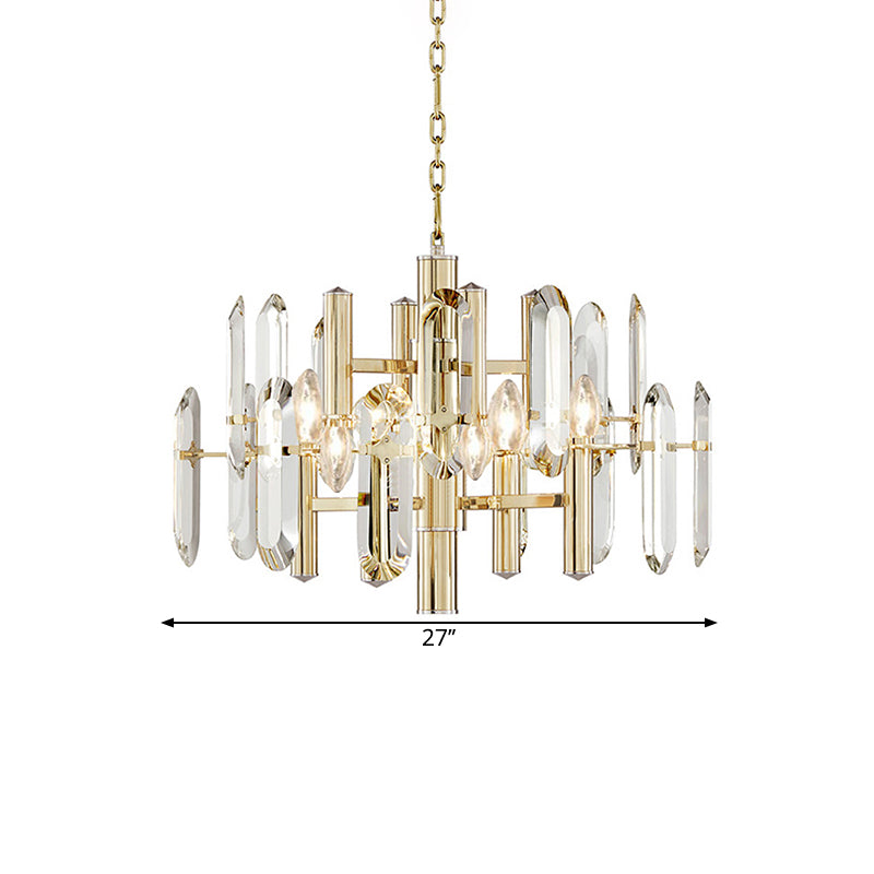 Gold Radial Ceiling Pendant Contemporary 8 Lights Crystal Panel Chandelier Lighting Clearhalo 'Ceiling Lights' 'Chandeliers' 'Modern Chandeliers' 'Modern' Lighting' 1650424