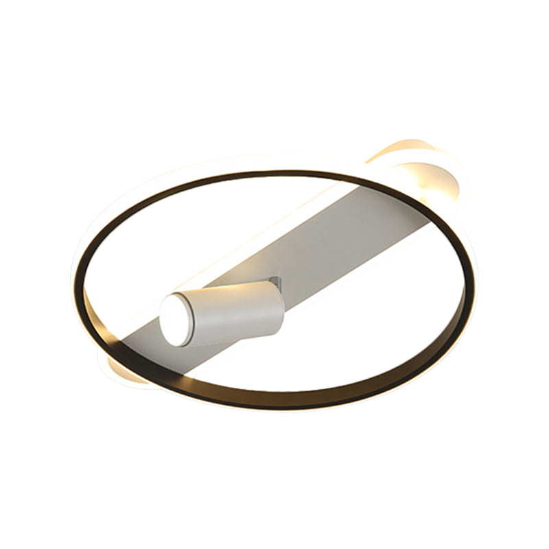 Black Hoop and Oblong Flush Mount Modernist LED Metallic Ceiling Lamp ...