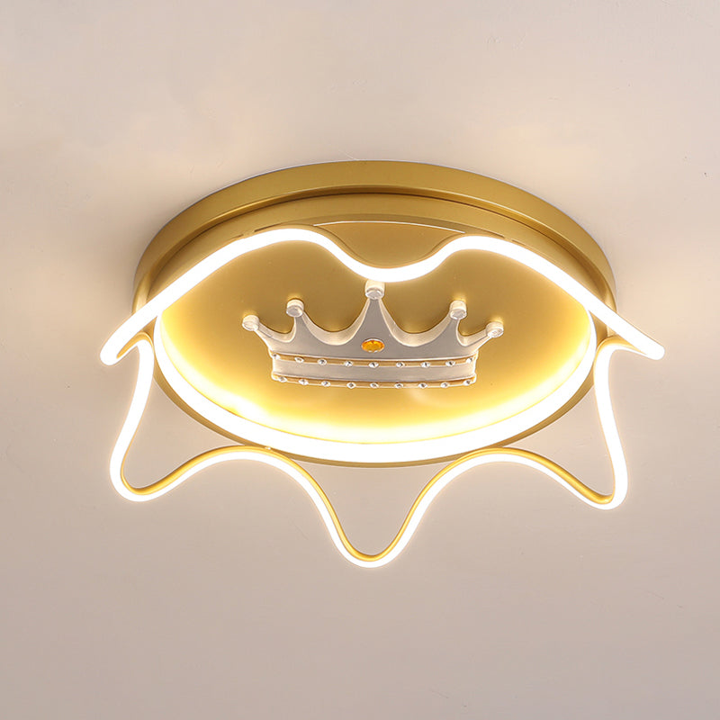 Modern Round Shape with Linear Design Flush Mount Lighting Metal Nursery Room LED Ceiling Mounted Lamp in Pink/Gold - Clearhalo - 'Ceiling Lights' - 'Close To Ceiling Lights' - 'Close to ceiling' - 'Flush mount' - Lighting' - 1650501