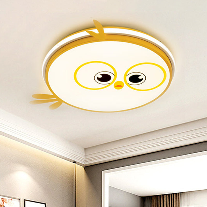 LED Ceiling Mounted Light Modern Pink/Yellow/Blue Kid Room Flush Ceiling Lighting with Chick Face Design - Yellow - Clearhalo - 'Ceiling Lights' - 'Close To Ceiling Lights' - 'Close to ceiling' - 'Flush mount' - Lighting' - 1650502