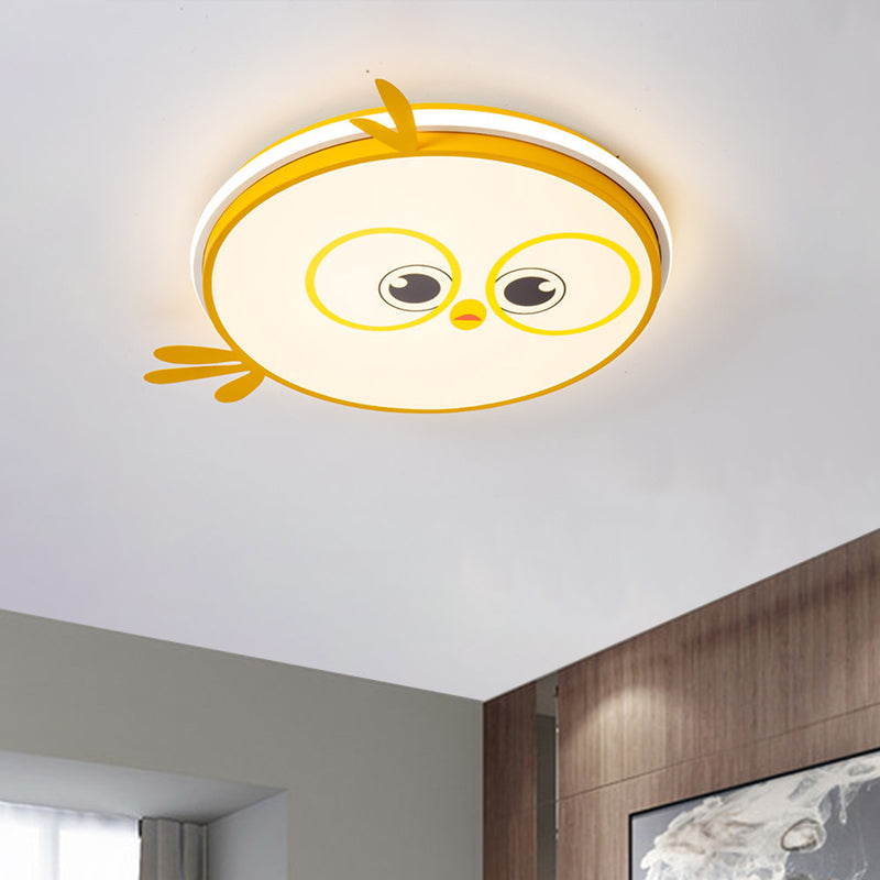 LED Ceiling Mounted Light Modern Pink/Yellow/Blue Kid Room Flush Ceiling Lighting with Chick Face Design - Clearhalo - 'Ceiling Lights' - 'Close To Ceiling Lights' - 'Close to ceiling' - 'Flush mount' - Lighting' - 1650503