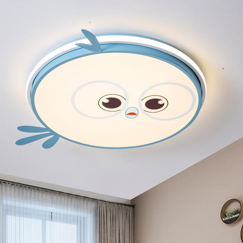 LED Ceiling Mounted Light Modern Pink/Yellow/Blue Kid Room Flush Ceiling Lighting with Chick Face Design - Blue - Clearhalo - 'Ceiling Lights' - 'Close To Ceiling Lights' - 'Close to ceiling' - 'Flush mount' - Lighting' - 1650506