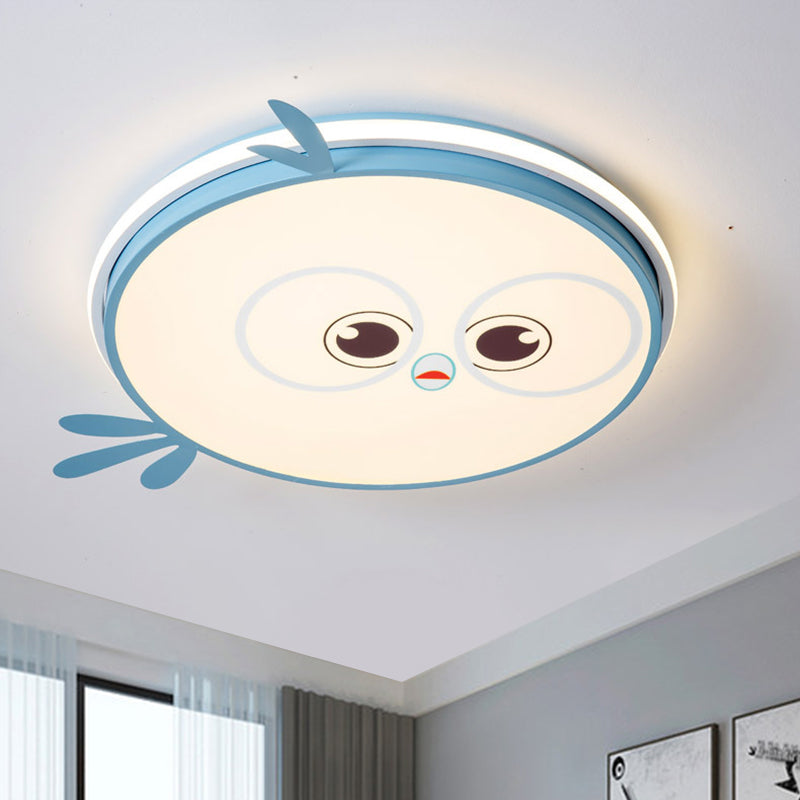 LED Ceiling Mounted Light Modern Pink/Yellow/Blue Kid Room Flush Ceiling Lighting with Chick Face Design - Clearhalo - 'Ceiling Lights' - 'Close To Ceiling Lights' - 'Close to ceiling' - 'Flush mount' - Lighting' - 1650508