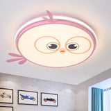 LED Ceiling Mounted Light Modern Pink/Yellow/Blue Kid Room Flush Ceiling Lighting with Chick Face Design - Pink - Clearhalo - 'Ceiling Lights' - 'Close To Ceiling Lights' - 'Close to ceiling' - 'Flush mount' - Lighting' - 1650510