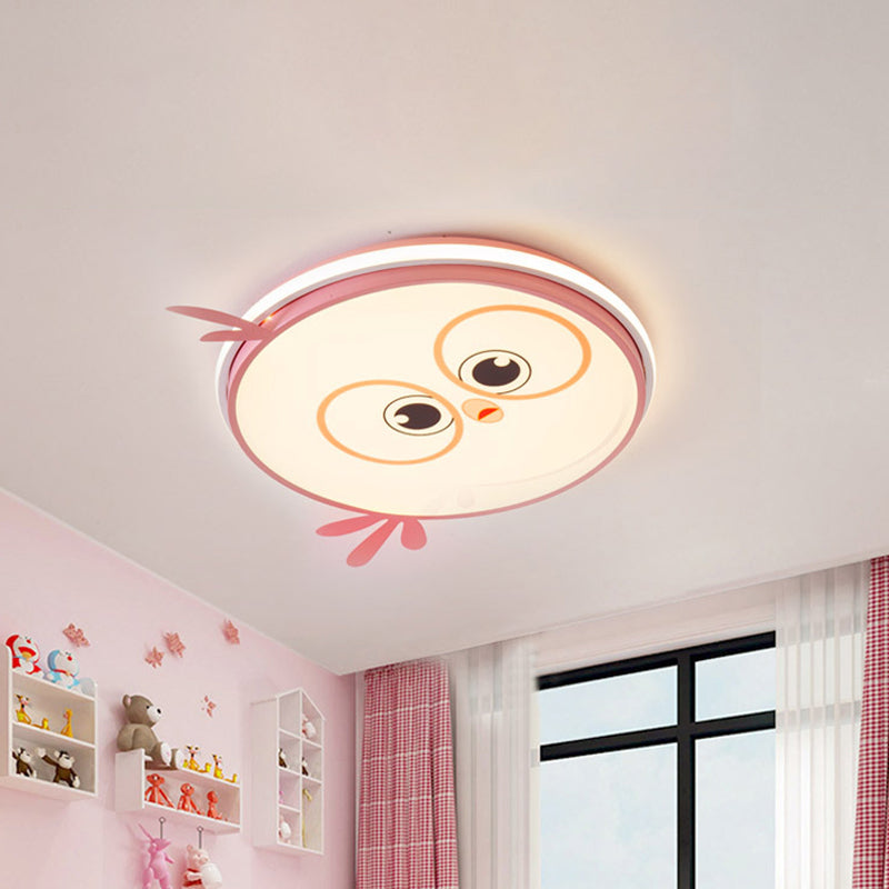 LED Ceiling Mounted Light Modern Pink/Yellow/Blue Kid Room Flush Ceiling Lighting with Chick Face Design - Clearhalo - 'Ceiling Lights' - 'Close To Ceiling Lights' - 'Close to ceiling' - 'Flush mount' - Lighting' - 1650511
