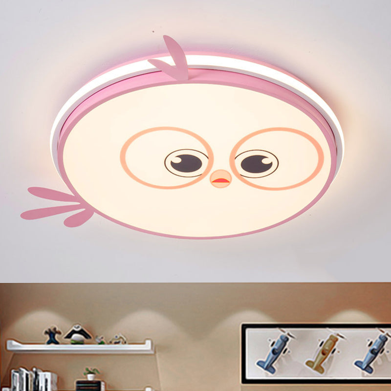 LED Ceiling Mounted Light Modern Pink/Yellow/Blue Kid Room Flush Ceiling Lighting with Chick Face Design - Clearhalo - 'Ceiling Lights' - 'Close To Ceiling Lights' - 'Close to ceiling' - 'Flush mount' - Lighting' - 1650512